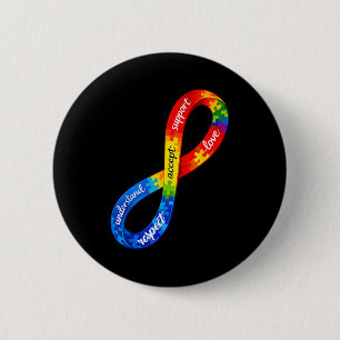 Bóton Redondo 5.08cm Fita infinita do autismo desenha uma neurodiversid