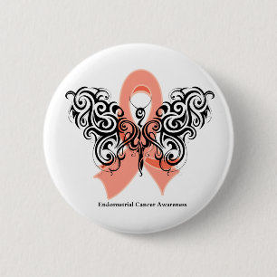 Bóton Redondo 5.08cm Fita tribal da borboleta do cancer Endometrial