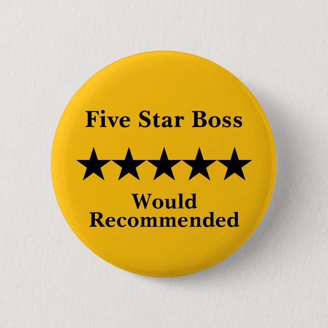 Bóton Redondo 5.08cm Five Star Boss Button Badge Recommended (Frente)