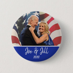 Bóton Redondo 5.08cm Flag Background Joe & Jill Biden Presidente 2020