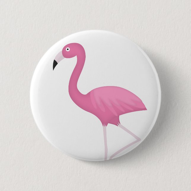 Bóton Redondo 5.08cm flamingo feathery cor-de-rosa (Frente)