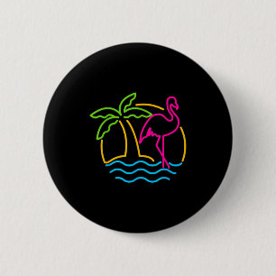 Bóton Redondo 5.08cm Flamingo Nk Neon Retro Vintage Miami dos Anos 80