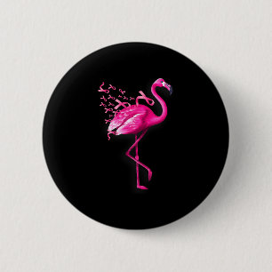 Bóton Redondo 5.08cm Flamingo rosa conscientização do cancro da mama 
