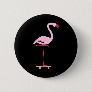 Bóton Redondo 5.08cm Flamingo Rosa de Skate Gráfico Engraçado e Legal