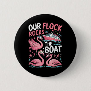 Bóton Redondo 5.08cm Flamingo Rosa Nossa Manada Balança O Barco Férias 