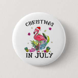 Bóton Redondo 5.08cm Flamingo Rosa Tropical Natal Em Verão De Julho 