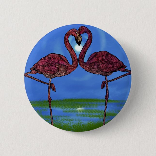 Bóton Redondo 5.08cm Flamingos (Frente)