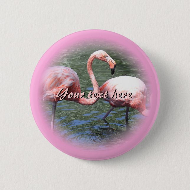 Bóton Redondo 5.08cm Flamingos Rosa (Frente)