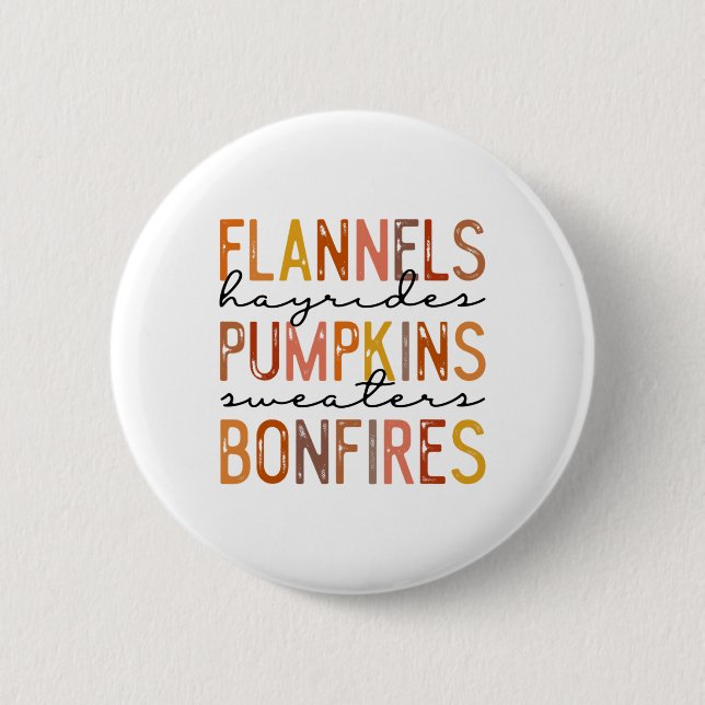 Bóton Redondo 5.08cm Flannels Hayriders Bonfire Pumpkins Lepard Fall (Frente)