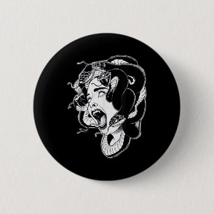 Bóton Redondo 5.08cm Flash de tatuagem de trabalho negro do Medusa