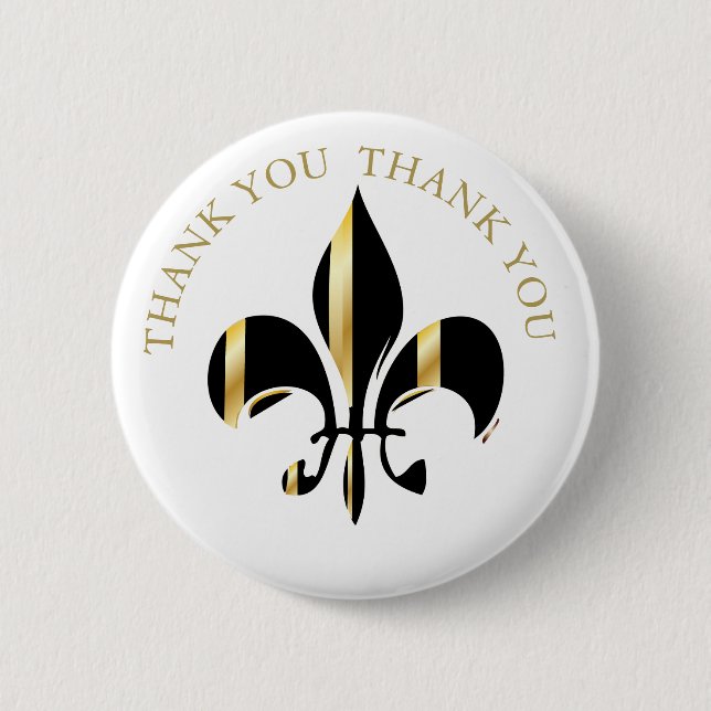 Bóton Redondo 5.08cm Fleur de Lis/Black + gold (Frente)