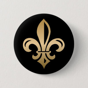 Bóton Redondo 5.08cm Fleur de Lis Dourado