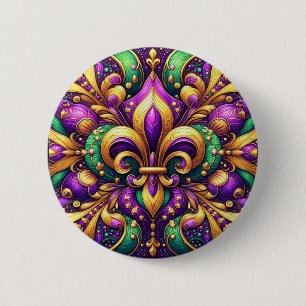 Bóton Redondo 5.08cm fleur de lis mardi gras