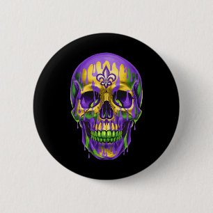 Bóton Redondo 5.08cm Fleur De Lis Mardi Gras Skulls Men Women Girls Boy