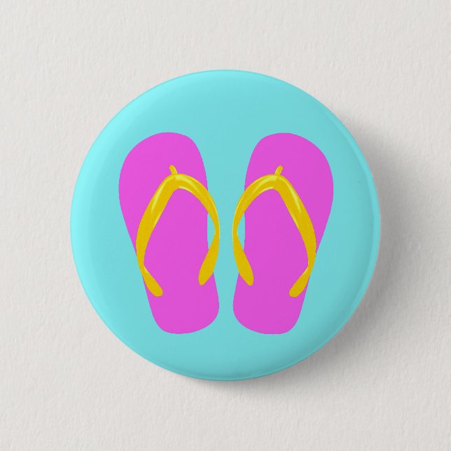 Bóton Redondo 5.08cm Flip-flop cor-de-rosa (Frente)