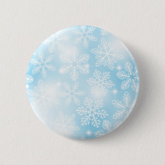 Bóton Redondo 5.08cm Flocos de neve e luzes em azul (Frente)
