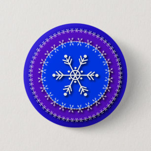 Bóton Redondo 5.08cm Flocos de neve em azul & em roxo