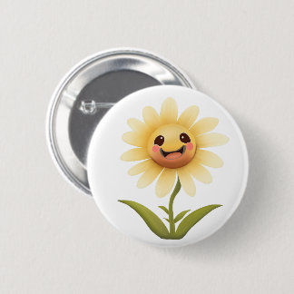 Bóton Redondo 5.08cm Flor Amarelo Feliz e Bonito