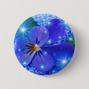 Bóton Redondo 5.08cm flor azul