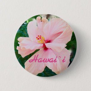 Bóton Redondo 5.08cm Flor cor-de-rosa tropical de Havaí
