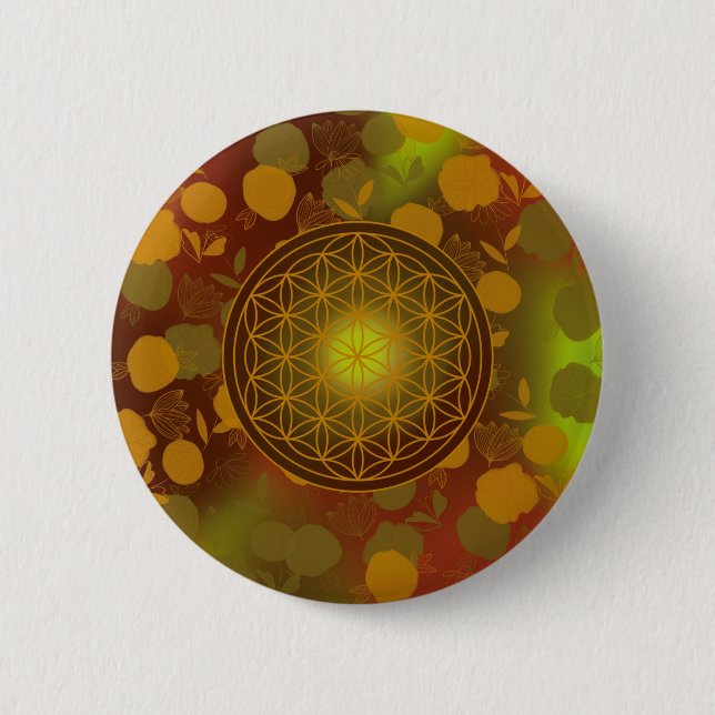 Bóton Redondo 5.08cm flor da vida, chakra,zen,geométrico sagrado, (Frente)
