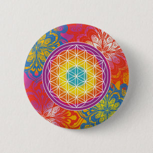 Bóton Redondo 5.08cm Flor da vida mandala zen