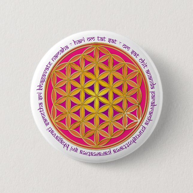 Bóton Redondo 5.08cm Flor Da Vida / Moola Mantra (Frente)