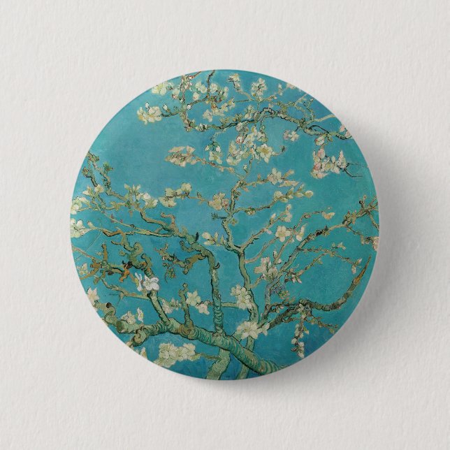 Bóton Redondo 5.08cm Flor de Amêndoa de Van gogh (Frente)