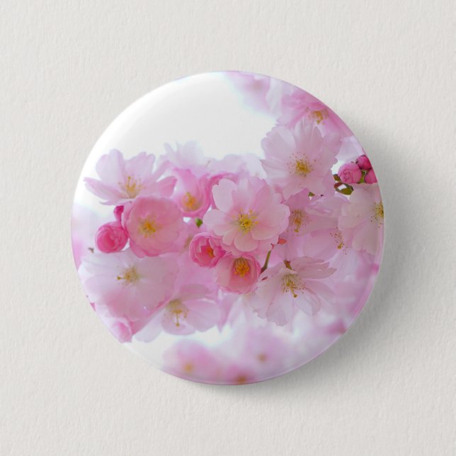 Bóton Redondo 5.08cm Flor de árvore de cereja japonesa (Frente)