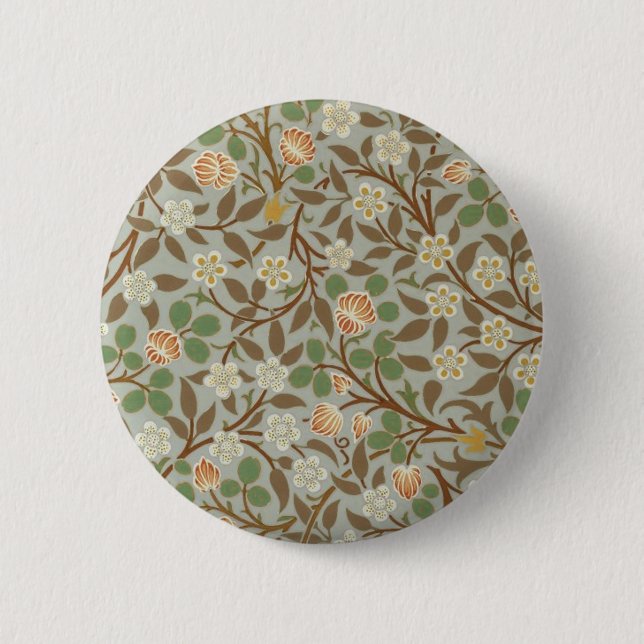 Bóton Redondo 5.08cm Flor de Botânica Trevo de William Morris (Frente)