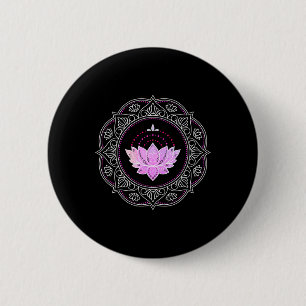 Bóton Redondo 5.08cm Flor de Lótus Mandala Ioga Desenho de Lótus Flor d