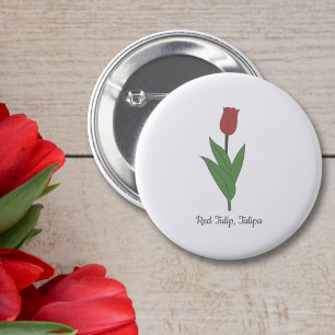 Bóton Redondo 5.08cm Flor de Pastel Vermelho Botânico