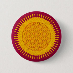 Bóton Redondo 5.08cm Flor De Vida - Amarelo ensolarado