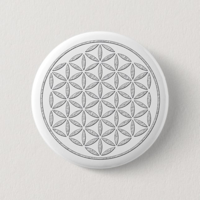 Bóton Redondo 5.08cm Flor De Vida / Blume des Lebens - Branco (Frente)