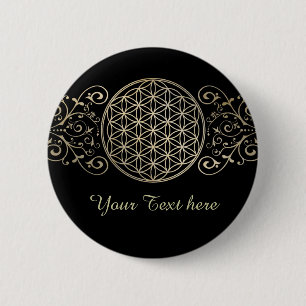 Bóton Redondo 5.08cm Flor de Vida / Blume des Lebens - vintage IX