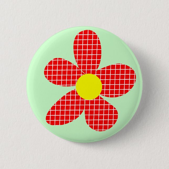 Bóton Redondo 5.08cm Flor do pop art - luz - verde (Frente)