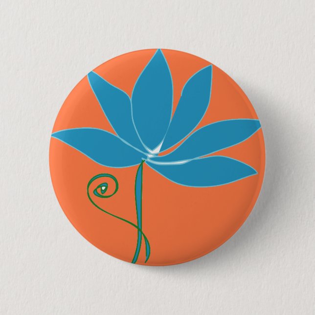 Bóton Redondo 5.08cm Flor - Lotus Azul (Frente)