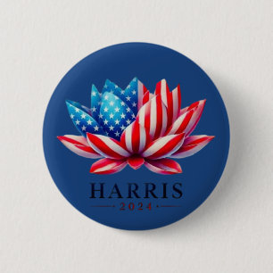 Bóton Redondo 5.08cm Flor personalizada kamala harris América
