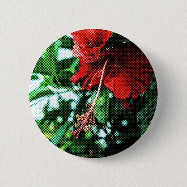 Bóton Redondo 5.08cm Flor Red Hibiscus (Frente)