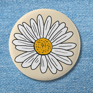 Bóton Redondo 5.08cm Floral de Margarida Branca Monogramada