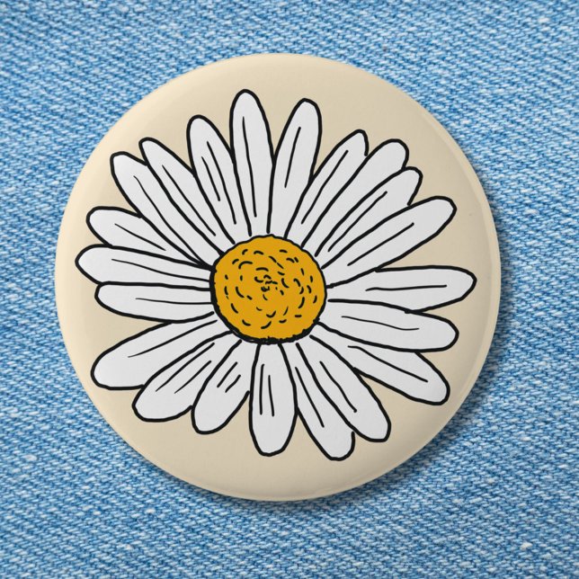 Bóton Redondo 5.08cm Floral de Margarida Branca Monogramada (in situ)