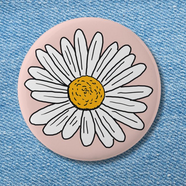 Bóton Redondo 5.08cm Floral de Margarida Branca Monogramada (In situ)