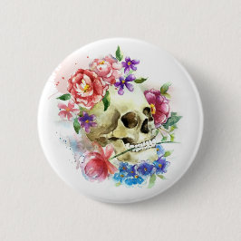 Bóton Redondo 5.08cm Floral Skull Dia de los Muertos | Botao