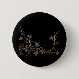 Bóton Redondo 5.08cm Flores Art Déco em Preto