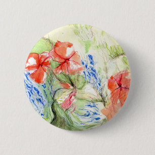 Bóton Redondo 5.08cm Flores Balsam e Lobelia