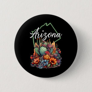 Bóton Redondo 5.08cm Flores de Cacto em Flor do Arizona Legal ao Ar Liv