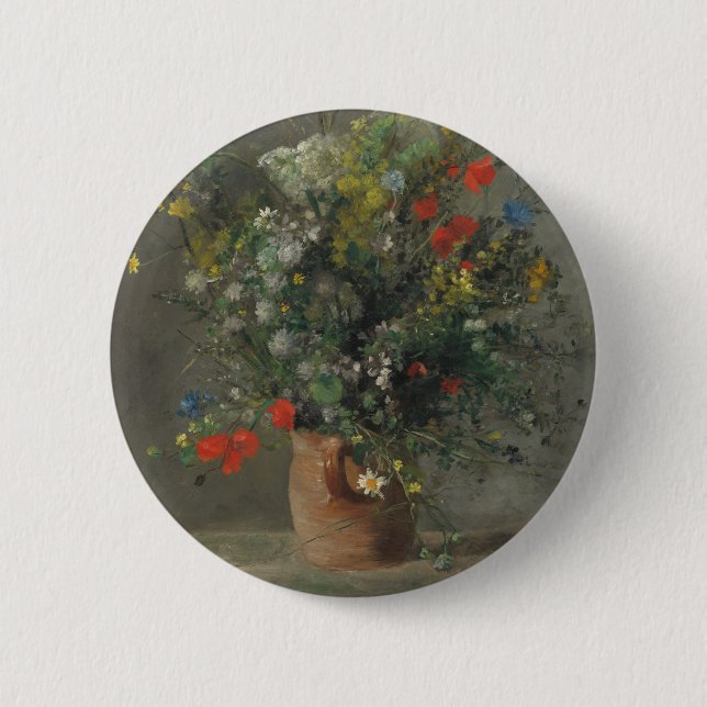 Bóton Redondo 5.08cm Flores em um vaso, c.1866 (Frente)