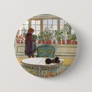 Bóton Redondo 5.08cm Flores no Windowsill por Carl Larsson