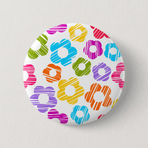 Bóton Redondo 5.08cm Flores tiradas freehand coloridas