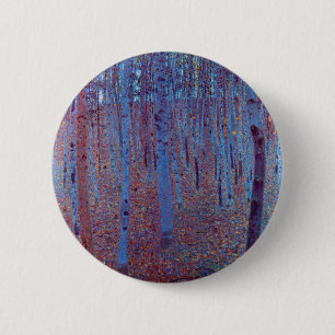 Bóton Redondo 5.08cm Floresta de faia por Gustav Klimt, Vintage Art Nou